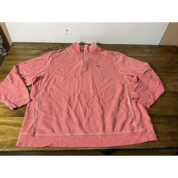 Tommy Bahama Big & Tall Tobago Bay 1/4 Zip Pullover Sweater Size 2XLB Coral - Picture 1 of 8